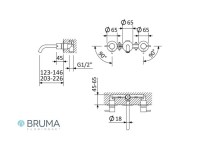 MEDIDAS MEZCLADOR BIMANDO EMPOTRABLE PARA LAVABO X-ALPHA BRUMA